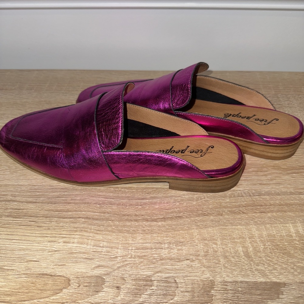 Free People Women's Metallic Pink Magenta At Ease Loafer Mule EU 41 US 20.5 NWOB - Picture 5 of 10